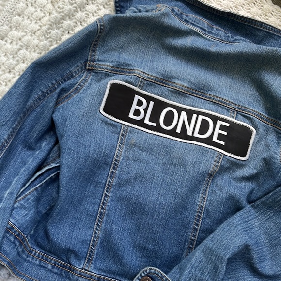 Denim Jacket with Blonde Patch XL Girl 14 Old Navy - Picture 3 of 4